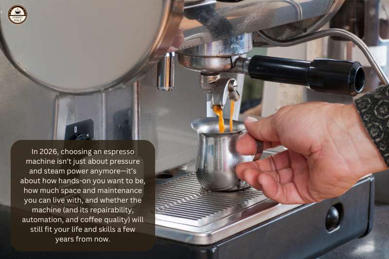 In 2026, choosing an espresso machine isn’t just about pressure and steam power anymore—it’s about how hands-on you want to be, how much space and maintenance you can live with, and whether the machine (and its repairability, automation, and coffee quality) will still fit your life and skills a few years from now.