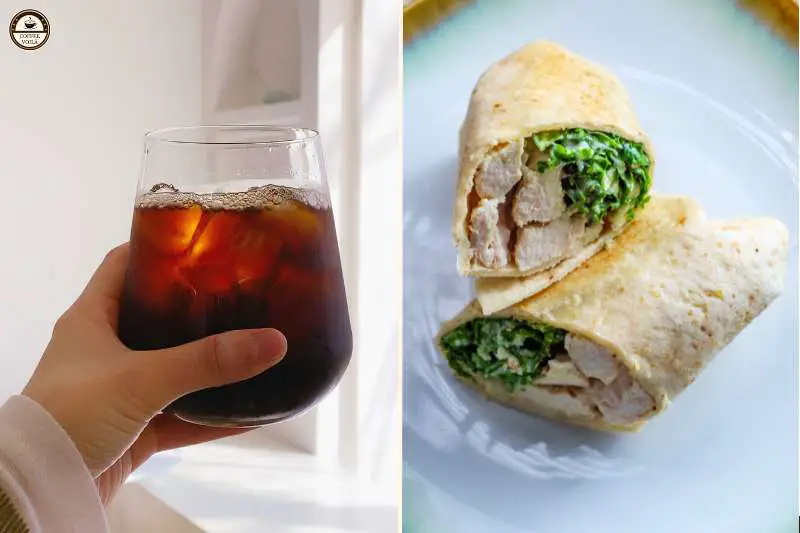 Iced Coffee + Chicken Caesar Wrap