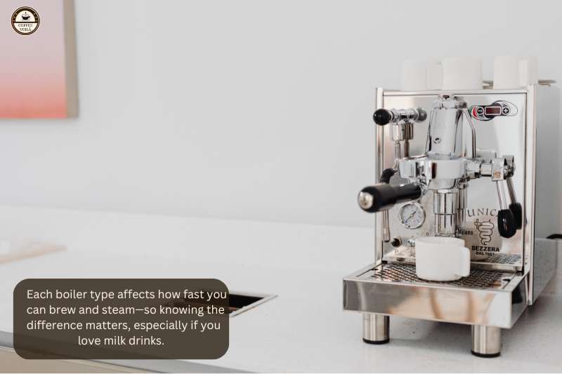 Each boiler type affects how fast you can brew and steam—so knowing the difference matters, especially if you love milk drinks.