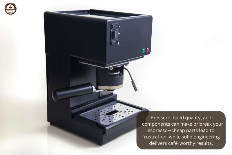 Pressure, build quality, and components can make or break your espresso—cheap parts lead to frustration, while solid engineering delivers café-worthy results.