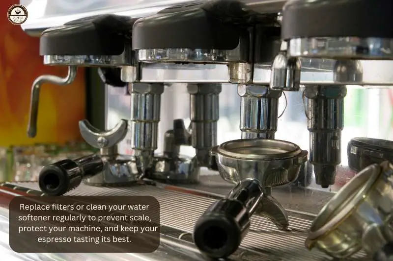 Replace filters or clean your water softener regularly to prevent scale, protect your machine, and keep your espresso tasting its best.