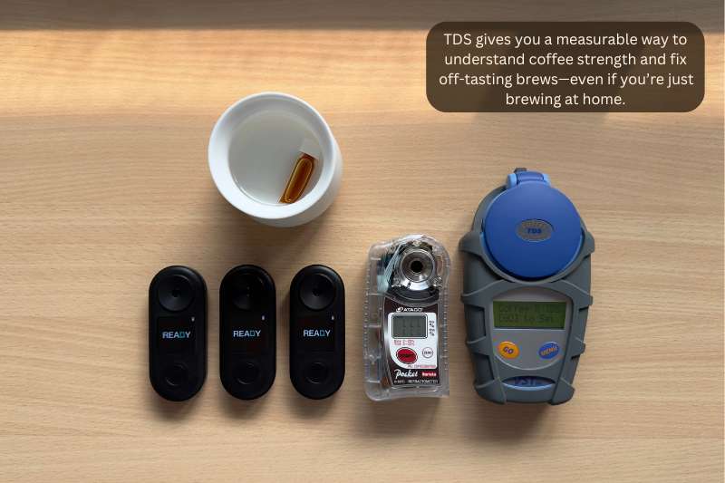TDS gives you a measurable way to understand coffee strength and fix off-tasting brews—even if you’re just brewing at home.