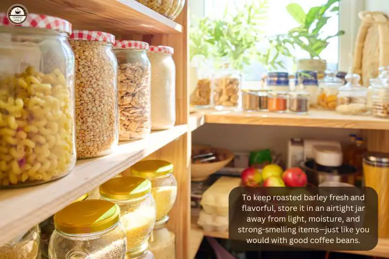 To keep roasted barley fresh and flavorful, store it in an airtight jar away from light, moisture, and strong-smelling items—just like you would with good coffee beans.