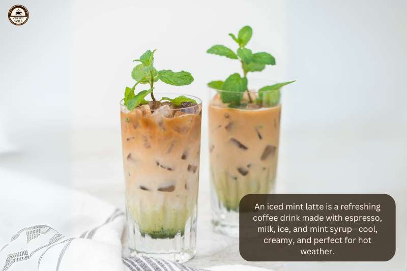 An iced mint latte is a refreshing coffee drink made with espresso, milk, ice, and mint syrup—cool, creamy, and perfect for hot weather.