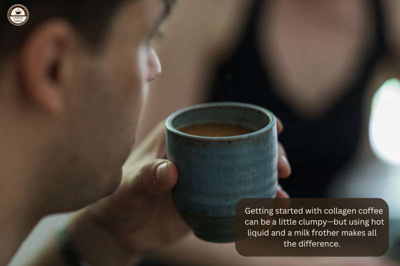 Getting started with collagen coffee can be a little clumpy—but using hot liquid and a milk frother makes all the difference.