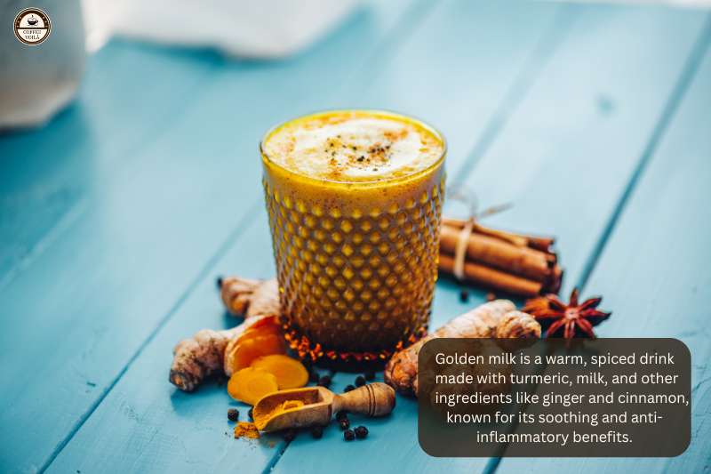 Golden milk is a warm, spiced drink made with turmeric, milk, and other cozy ingredients like ginger and cinnamon, known for its soothing and anti-inflammatory benefits.