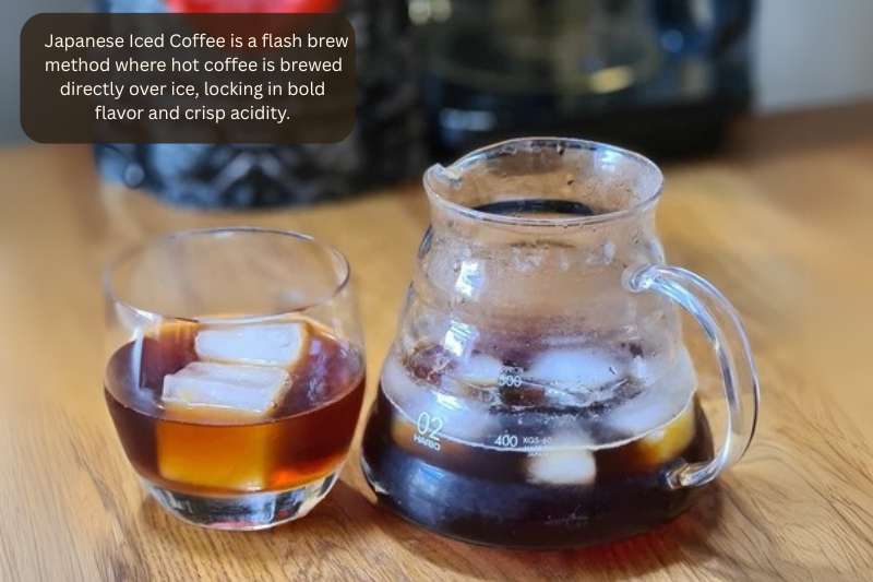 Japanese Iced Coffee is a flash brew method where hot coffee is brewed directly over ice, locking in bold flavor and crisp acidity.