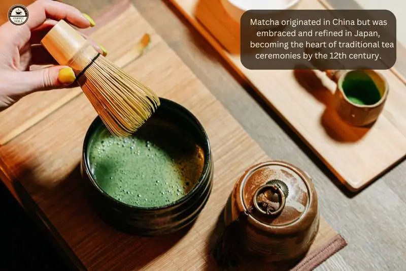 Matcha originated in China but was embraced and refined in Japan, becoming the heart of traditional tea ceremonies by the 12th century.