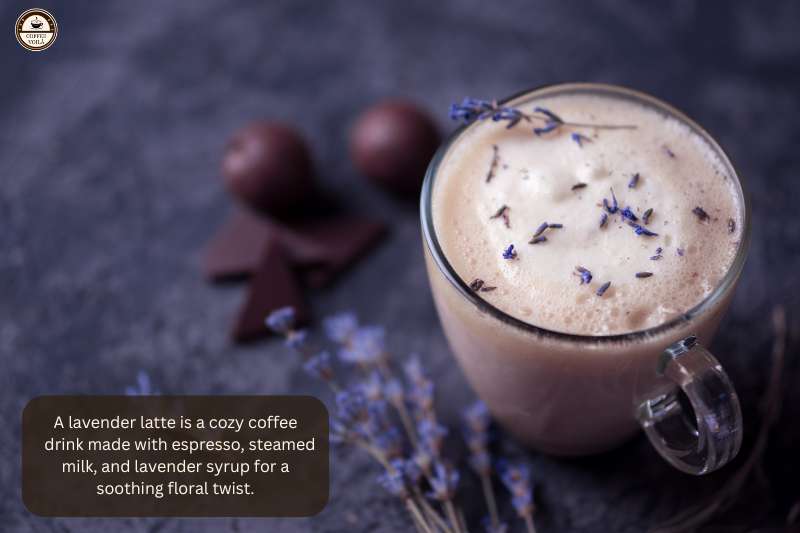lavender latte is a cozy coffee drink made with espresso, steamed milk, and lavender syrup for a soothing floral twist.