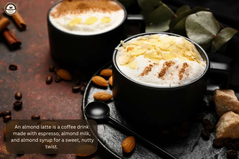 An almond latte is a cozy coffee drink made with espresso, almond milk, and almond syrup for a sweet, nutty twist.