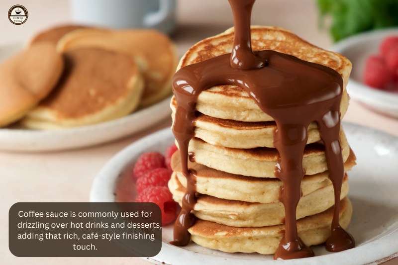 Coffee sauce is commonly used for drizzling over hot drinks and desserts, adding that rich, café-style finishing touch.