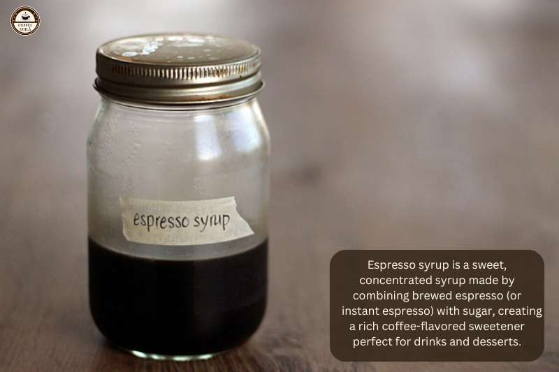 Espresso syrup is a sweet, concentrated syrup made by combining brewed espresso (or instant espresso) with sugar, creating a rich coffee-flavored sweetener perfect for drinks and desserts.