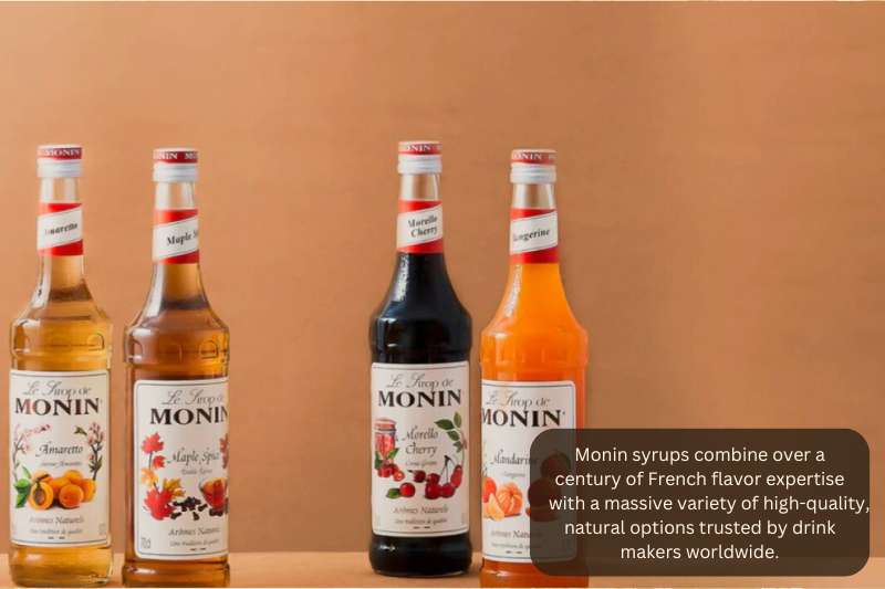 Monin syrups combine over a century of French flavor expertise with a massive variety of high-quality, natural options trusted by drink makers worldwide.