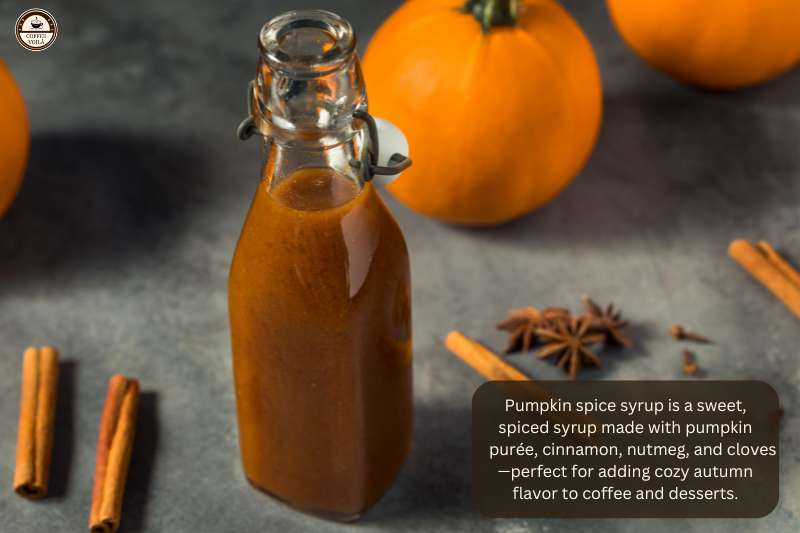 Pumpkin spice syrup is a sweet, spiced syrup made with pumpkin purée, cinnamon, nutmeg, and cloves—perfect for adding cozy autumn flavor to coffee and desserts.