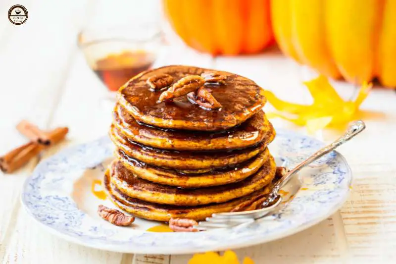 Pumpkin syrup over pancakes