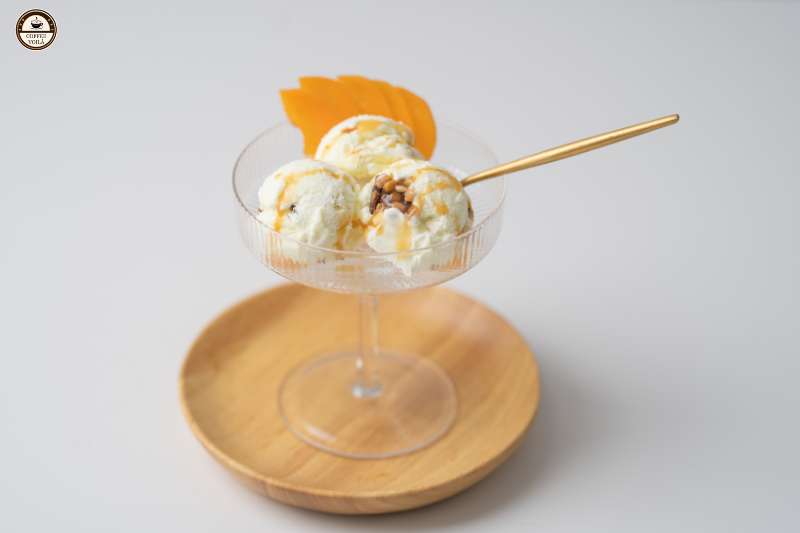 caramel over ice cream