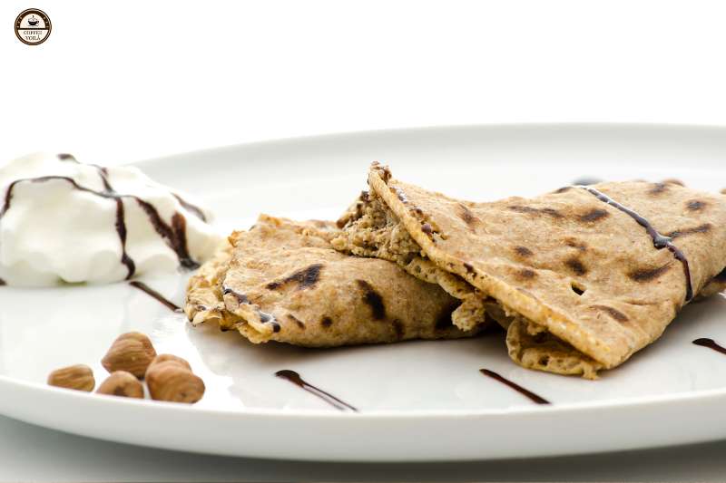 hazelnut syrup on pancakes