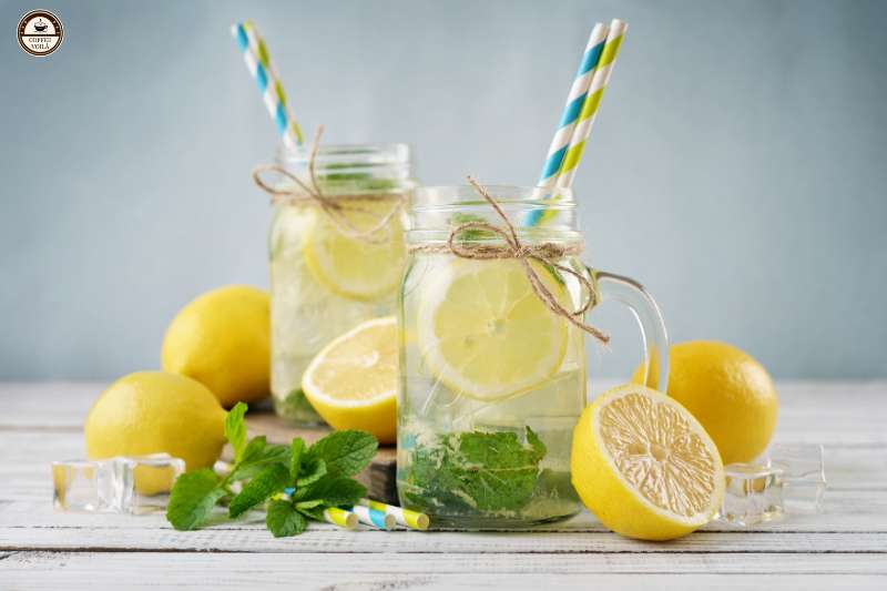 mixing sugar syrup into lemonade