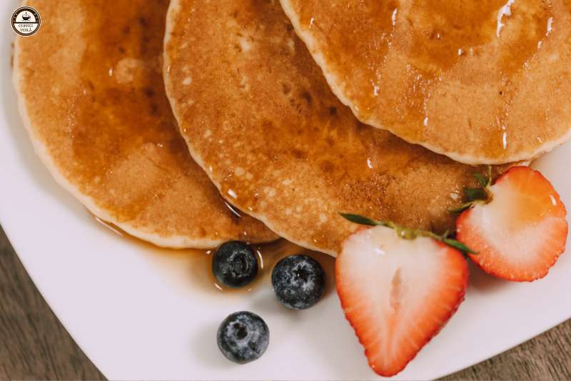 vanilla syrup over pancakes