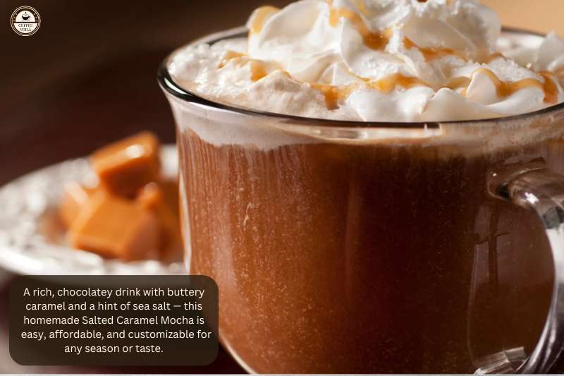 A rich, chocolatey drink with buttery caramel and a hint of sea salt — this homemade Salted Caramel Mocha is easy, affordable, and customizable for any season or taste.