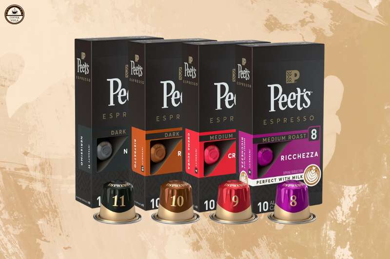Peet's Coffee, Dark and Medium Roast Espresso Capsules Variety Pack