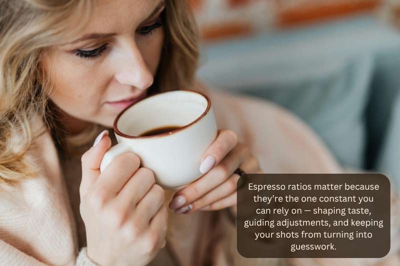 Espresso ratios matter because they’re the one constant you can rely on — shaping taste, guiding adjustments, and keeping your shots from turning into guesswork.