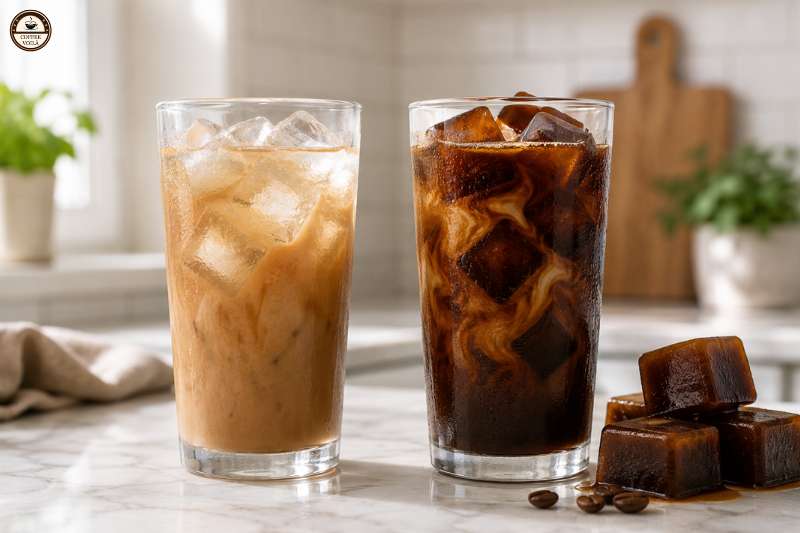 normal ice cubes vs coffee ice cubes