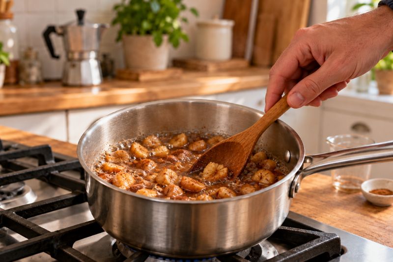 simmer Chestnuts for Praline Syrup